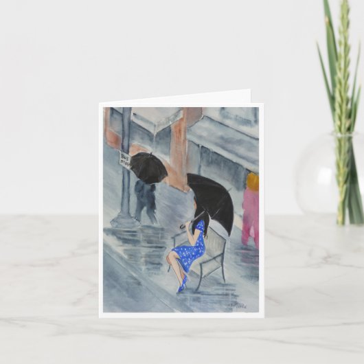 水玉模様の服の女性 カード (正面)