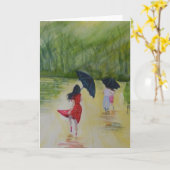 水玉模様の服Iの女性 カード (黄色い花)