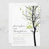 水玉模様の木の愛鳥 招待状 (正面/裏面)