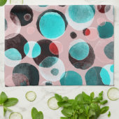 水玉模様の水色、抽象芸術パターン。 キッチンタオル (折り畳み)