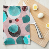 水玉模様の水色、抽象芸術パターン。 キッチンタオル (四つ折り)