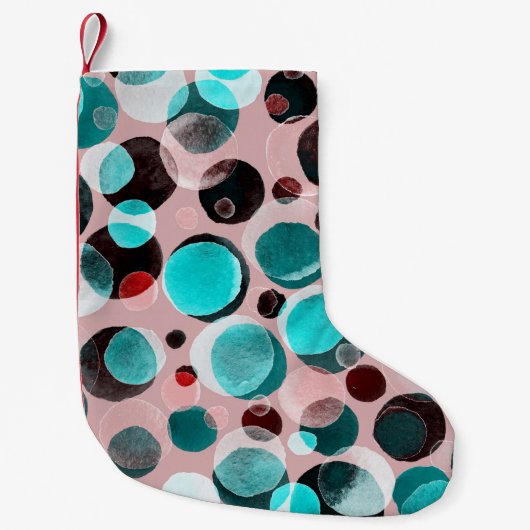 水玉模様の水色、抽象芸術パターン。 スモールクリスマスストッキング (正面)