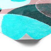 水玉模様の水色、抽象芸術パターン。 ポスター (角)