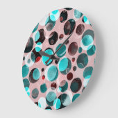 水玉模様の水色、抽象芸術パターン。 ラージ壁時計 (傾斜)
