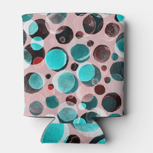 水玉模様の水色、抽象芸術パターン。 缶クーラー (裏面)