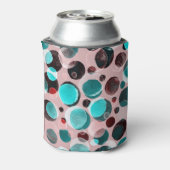 水玉模様の水色、抽象芸術パターン。 缶クーラー (缶裏面)