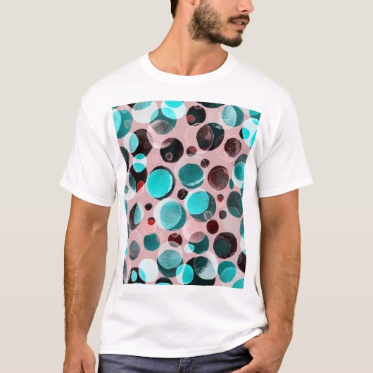 水玉模様の水色、抽象芸術パターン。 Tシャツ (正面)