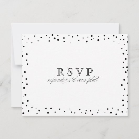 水玉模様の点の帆立貝のレースの渦巻の華麗さの結婚式 出欠カード (裏面)