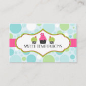 水玉模様の熱狂するなカップケーキのベーカリー 名刺 (正面)
