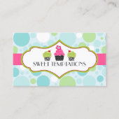 水玉模様の熱狂するなカップケーキのベーカリー 名刺 (正面)