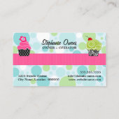 水玉模様の熱狂するなカップケーキのベーカリー 名刺 (裏面)