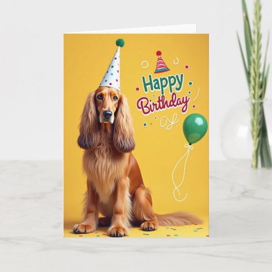水玉模様の犬の誕生日カード カード (正面)