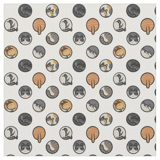 水玉模様の猫織物 ファブリック (クローズアップ)