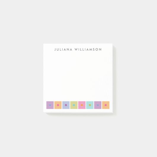 水玉模様の生地のキルトパターン ポストイット (正面)