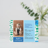 水玉模様の第2バースデーパーティーへの招待 インビテーションポストカード (スタンド正面)