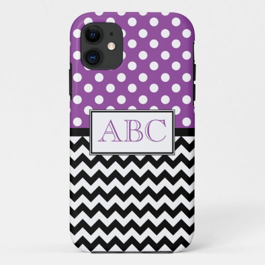 水玉模様の紫色及びシェブロンのiPhone 5の場合 Case-Mate iPhoneケース (裏面)