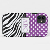 水玉模様の紫色及びシマウマのプリントのiPhone 5の場合 Case-Mate iPhoneケース (裏面(横))