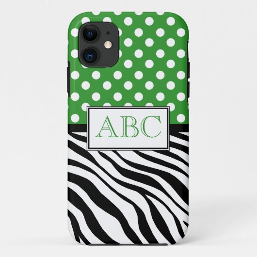水玉模様の緑及びシマウマのプリントのiPhone 5の場合 Case-Mate iPhoneケース (裏面)