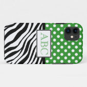 水玉模様の緑及びシマウマのプリントのiPhone 5の場合 Case-Mate iPhoneケース (裏面(横))