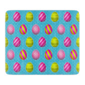 水玉模様の背景のカラフルなイースターエッグ カッティングボード (正面)