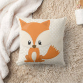 水玉模様の背景を持つ愛らしい漫画のキツネ クッション (ブランケット)