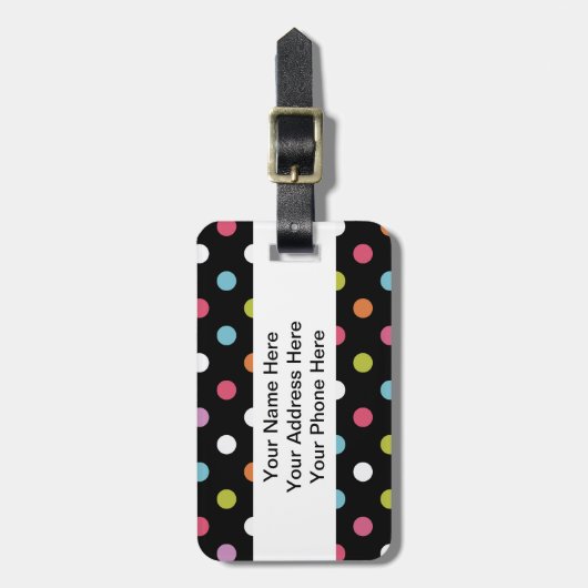 水玉模様の荷物のラベル ラゲッジタグ (正面縦)