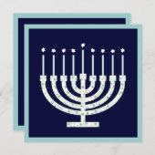 水玉模様の蝋燭とのハヌカーの（ユダヤ教）メノラー 招待状 (正面/裏面)