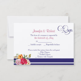 水玉模様の蝶優雅な結婚式の応答カード 出欠カード