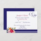 水玉模様の蝶優雅な結婚式の応答カード 出欠カード (正面/裏面)