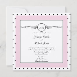 水玉模様の蝶優雅な結婚式招待状 招待状