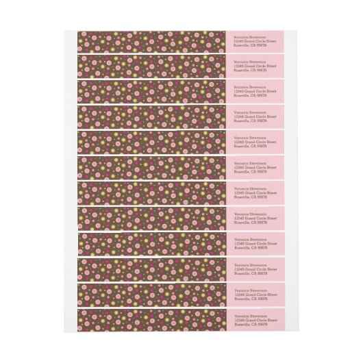水玉模様の覆いの差出人住所ラベル ラップアラウンドラベル (シート)
