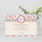 水玉模様の赤い灰色のパーティーのサンキューカード サンキューカード (スタンド正面)