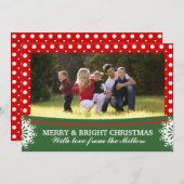 水玉模様の赤い白い緑のクリスマスグルーポンの写真 シーズンカード (正面/裏面)