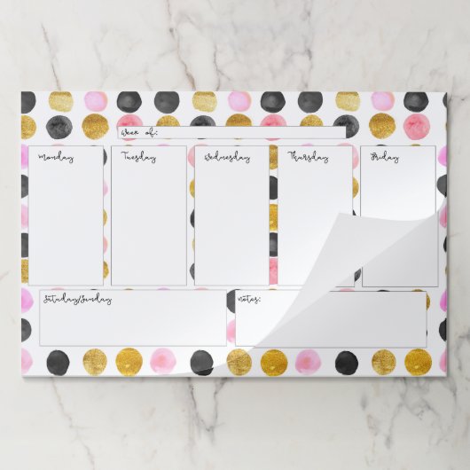 水玉模様の週間カレンダーの大きいTearawayのパッド ペーパーパッド (折り畳み)
