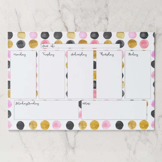 水玉模様の週間カレンダーの大きいTearawayのパッド ペーパーパッド (正面)