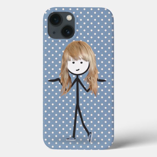 水玉模様の金髪の棒人間女子 Case-Mate iPhoneケース (裏面)