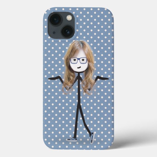 水玉模様の金髪の棒人間女子 Case-Mate iPhoneケース (裏面)