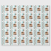 水玉模様の青い茶色の写真 ラッピングペーパー (フラット)