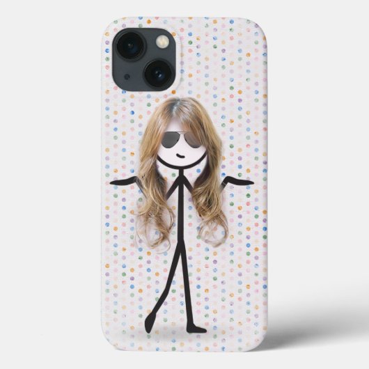 水玉模様の髪のスティックガール Case-Mate iPhoneケース (裏面)
