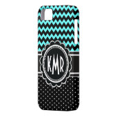 水玉模様の魅力のレトロのエレガントなシェブロンのモノグラム Case-Mate iPhoneケース (裏面左)