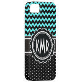 水玉模様の魅力のレトロのエレガントなシェブロンのモノグラム Case-Mate iPhoneケース (裏面/右)