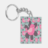 水玉模様の鳥花 キーホルダー (正面左)