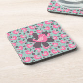 水玉模様の鳥花 コースター (左側)