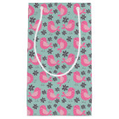 水玉模様の鳥花 スモールペーパーバッグ (正面)