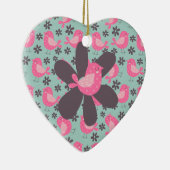 水玉模様の鳥花 セラミックオーナメント (右)