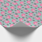 水玉模様の鳥花 ラッピングペーパー (角)