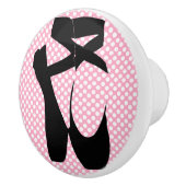 水玉模様の黒いバレエのスリッパの家具のノブ セラミックノブ (右)