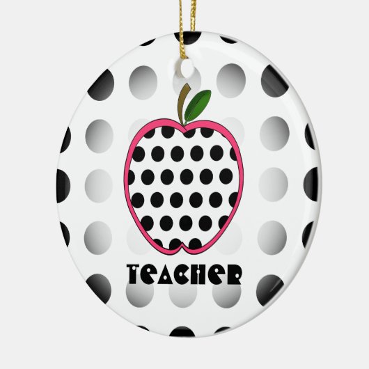 水玉模様のAppleの先生 セラミックオーナメント (左)