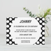 水玉模様のBlack Birthday Party Invitation 招待状 (スタンド正面)