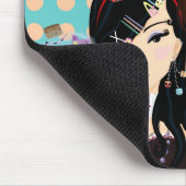 水玉模様のHarajukuの女の子 マウスパッド (コーナー)